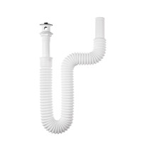 Céspol flexible de PP con contra, para lavabo, con arillo