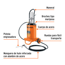 Bomba Inyectora Neumática de grasa, 12 Kg, TRUPER
