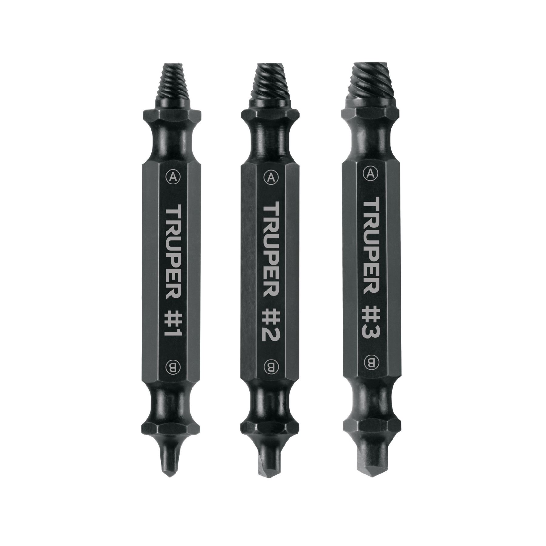 Blíster con 3 puntas extractoras de tornillos, TRUPER