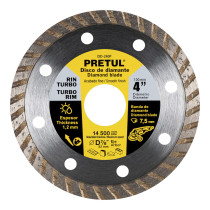 Disco de diamante de 4" x 1.2 mm, rin turbo, PRETUL