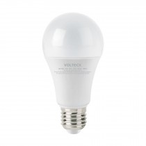Lámpara LED tipo bulbo A19 12 W luz cálida, caja, Volteck