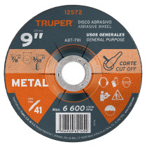 Disco de 9" para corte de metal, tipo 41, TRUPER