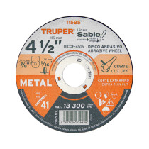 Disco abrasivo de corte preciso metal 4-1/2" x 1.6 mm TRUPER