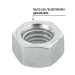 Bolsa con 50 tuercas 1/2" hexagonales de acero galvanizado