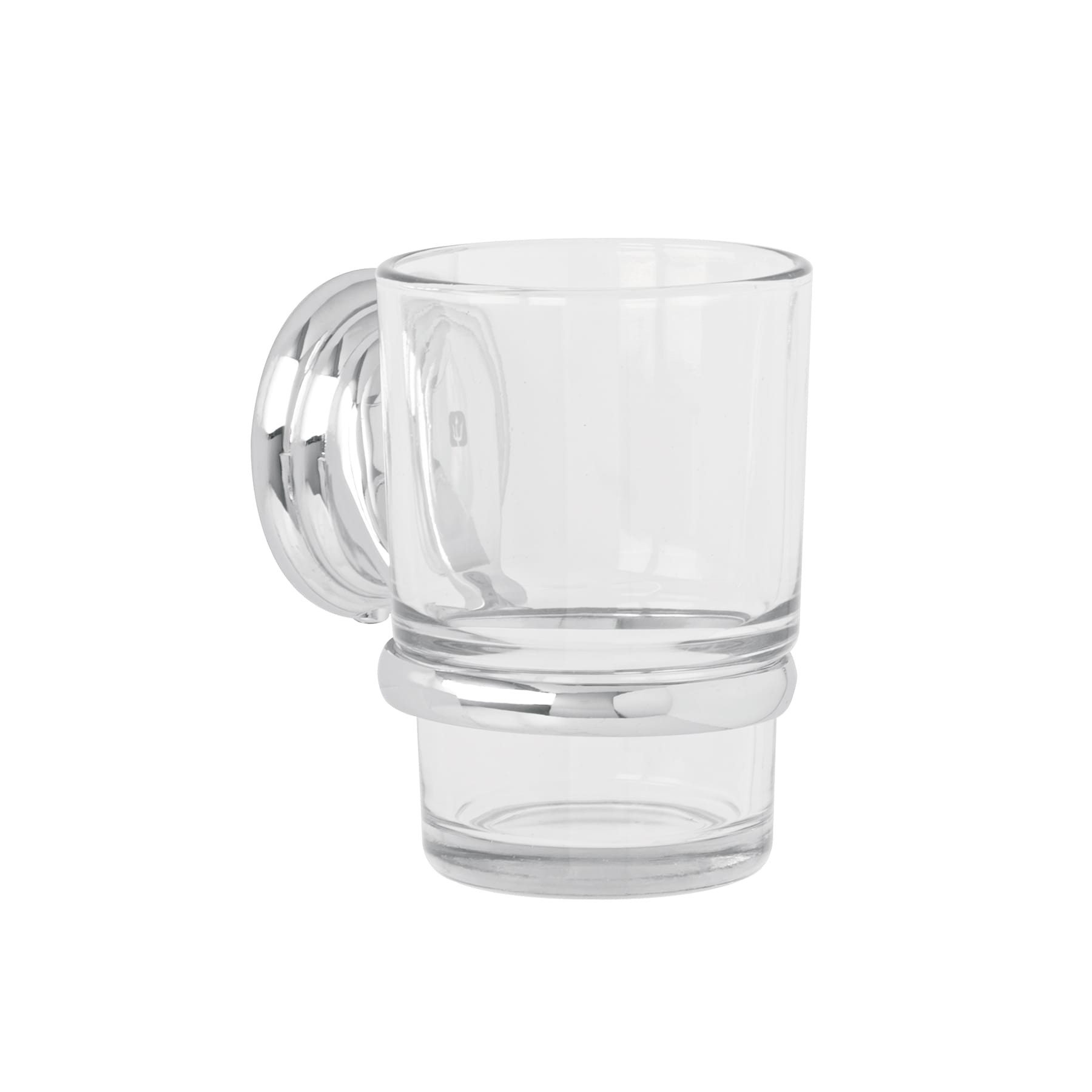 Portavaso cepillero con vaso de vidrio, cromo, FOSET AQUA