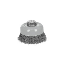 Carda copa 4" alambre ondulado fino, Multi-rosca, TRUPER