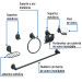 Juego de 6 accesorios para baño, negro, FOSET AQUA