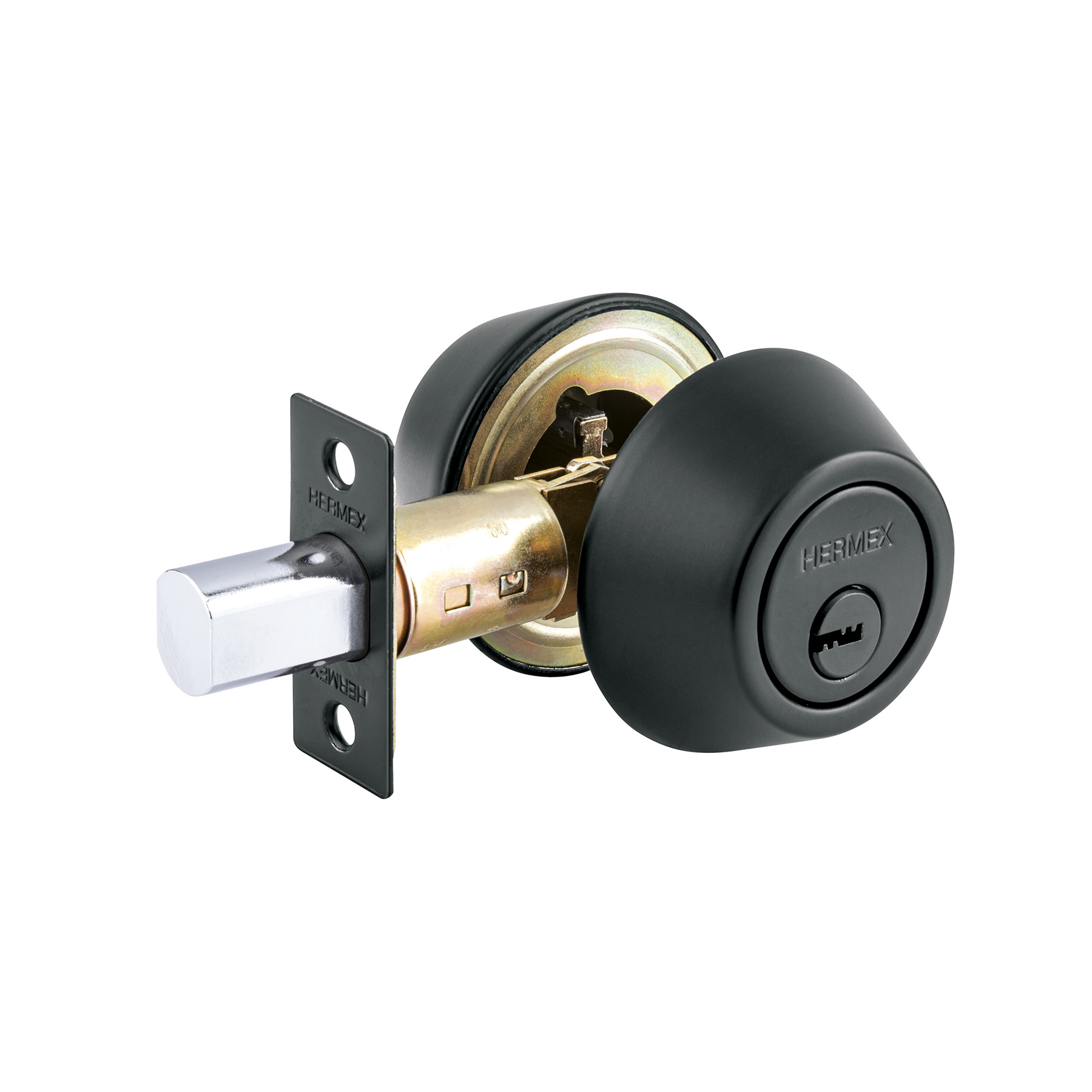 Cerrojo llave-llave negro, llave puntos, HERMEX