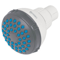 Regadera redonda de ABS 2-1/2" gris-blanca sin brazo, BASIC