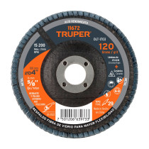 Disco laminado 4", grano 120 centro 5/8", fibra, TRUPER