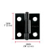 Bisagra rectangular 1 x 7/8", acero negro mate, HERMEX