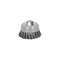 Carda copa 4" alambre trenzado fino, Multi-rosca, TRUPER