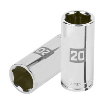 Dado largo de 20 mm, 6 puntas, cuadro 3/8", TRUPER