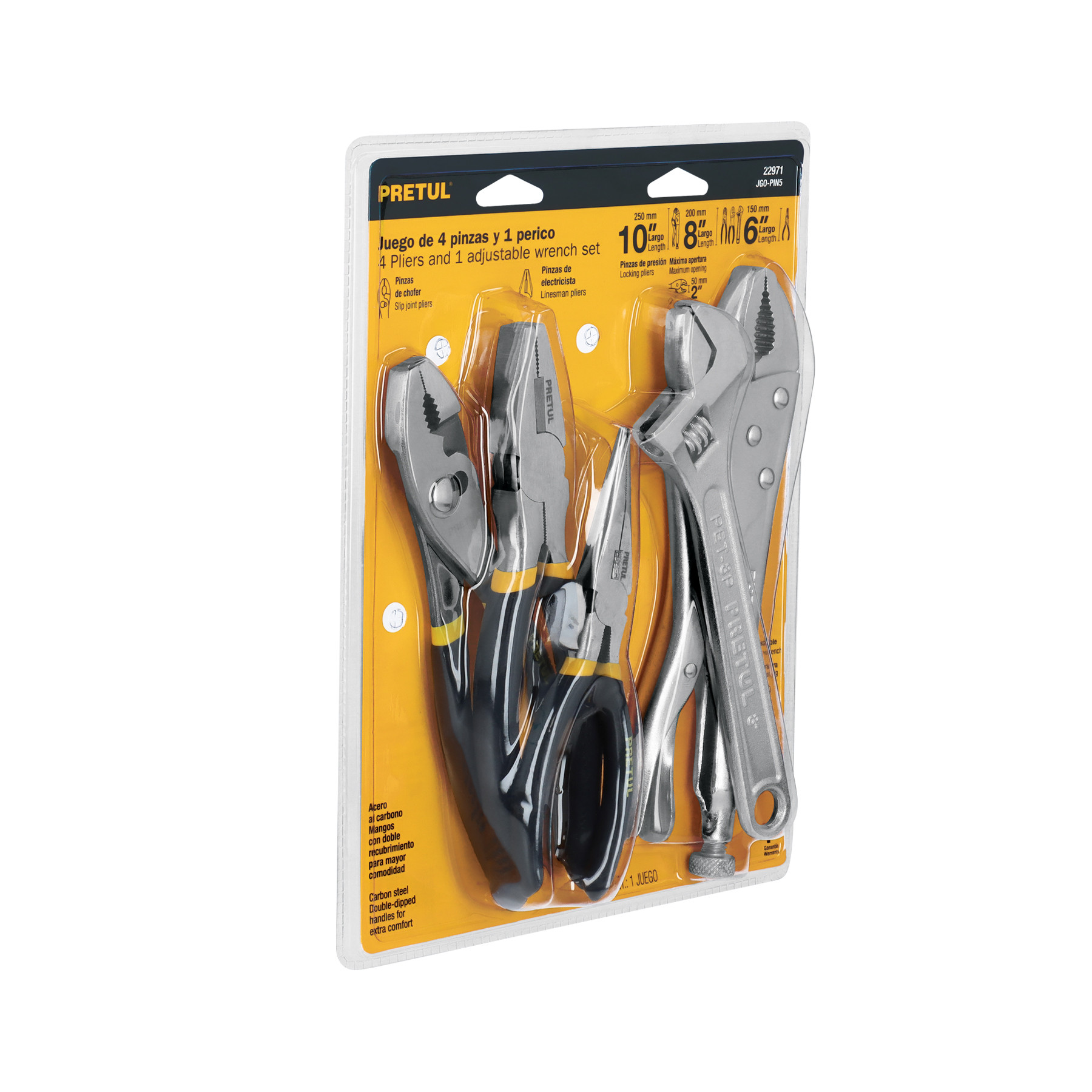Juego de 4 pinzas y 1 llave ajustable, PRETUL