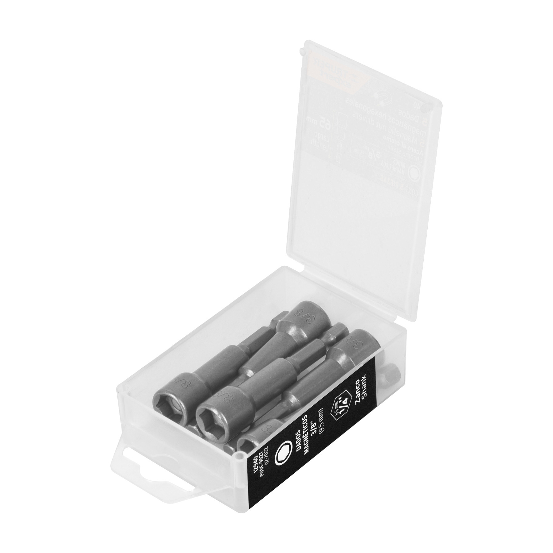 Estuche con 5 dados magnéticos de 3/8" largo 2-1/2", EXPERT