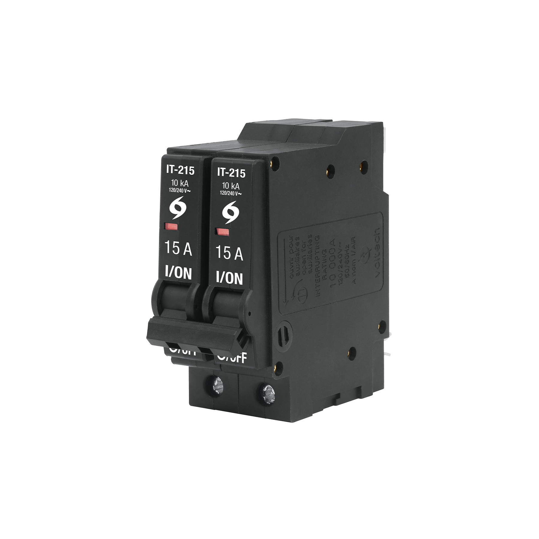 Interruptor de 2 polos 15A, enchufable, a granel, VOLTECK