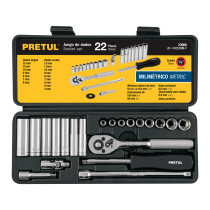 Juego de 22 herramientas 1/4" mm para mecánico, PRETUL