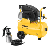 Kit Compresor lub, 20L, manguera y pistola baja,127V, PRETUL