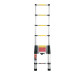 Escalera telescópica,13 peldaños, tipo II, capacidad 102kg