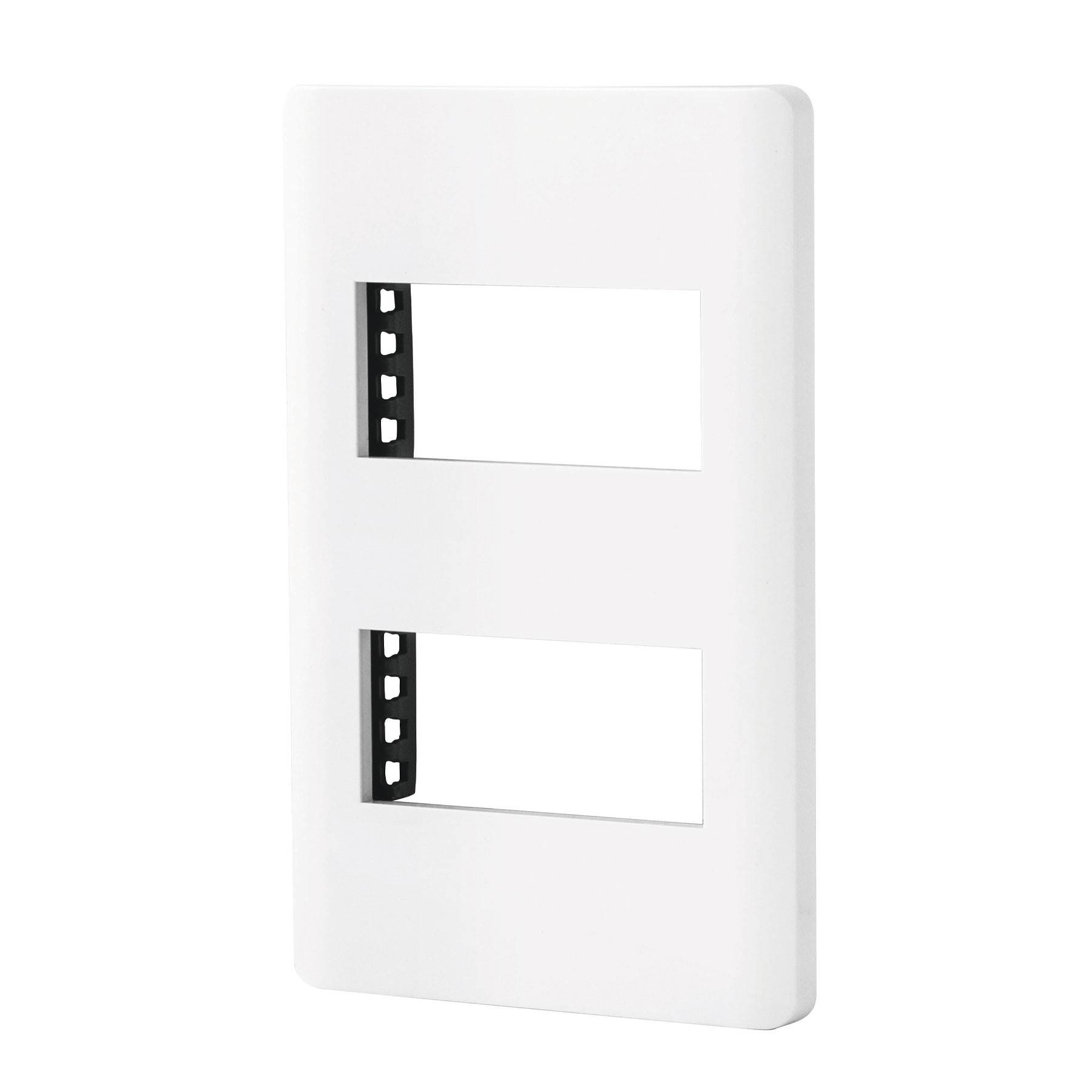 Placa blanca de 2 ventanas 1 módulo, línea Lisboa, VOLTECK