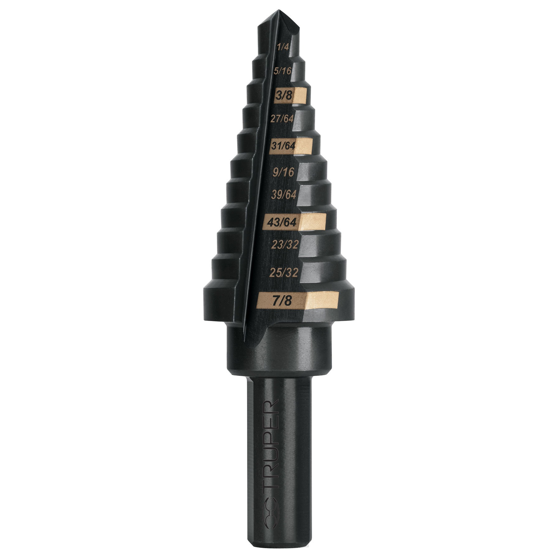 Broca escalonada óxido negro 11 escalones 1/4" a 7/8",Truper