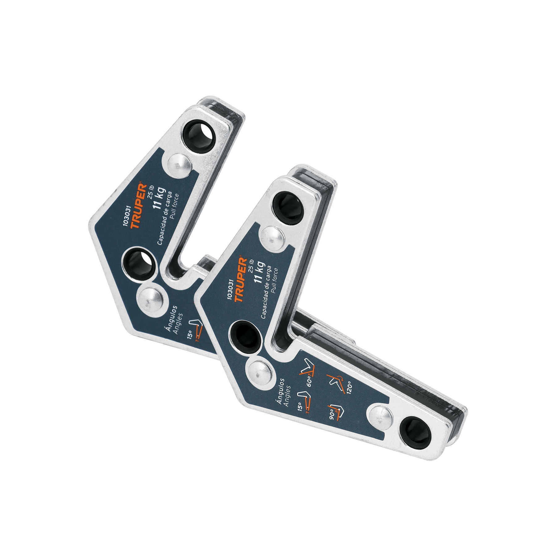 2 Escuadras magnéticas esquineras 2-3/4" carga 11 kg, TRUPER