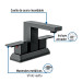 Mezcladora para lavabo 4", negro, FOSET KUBO