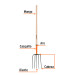 Bieldo para paja, 5 dientes, mango largo 48", TRUPER