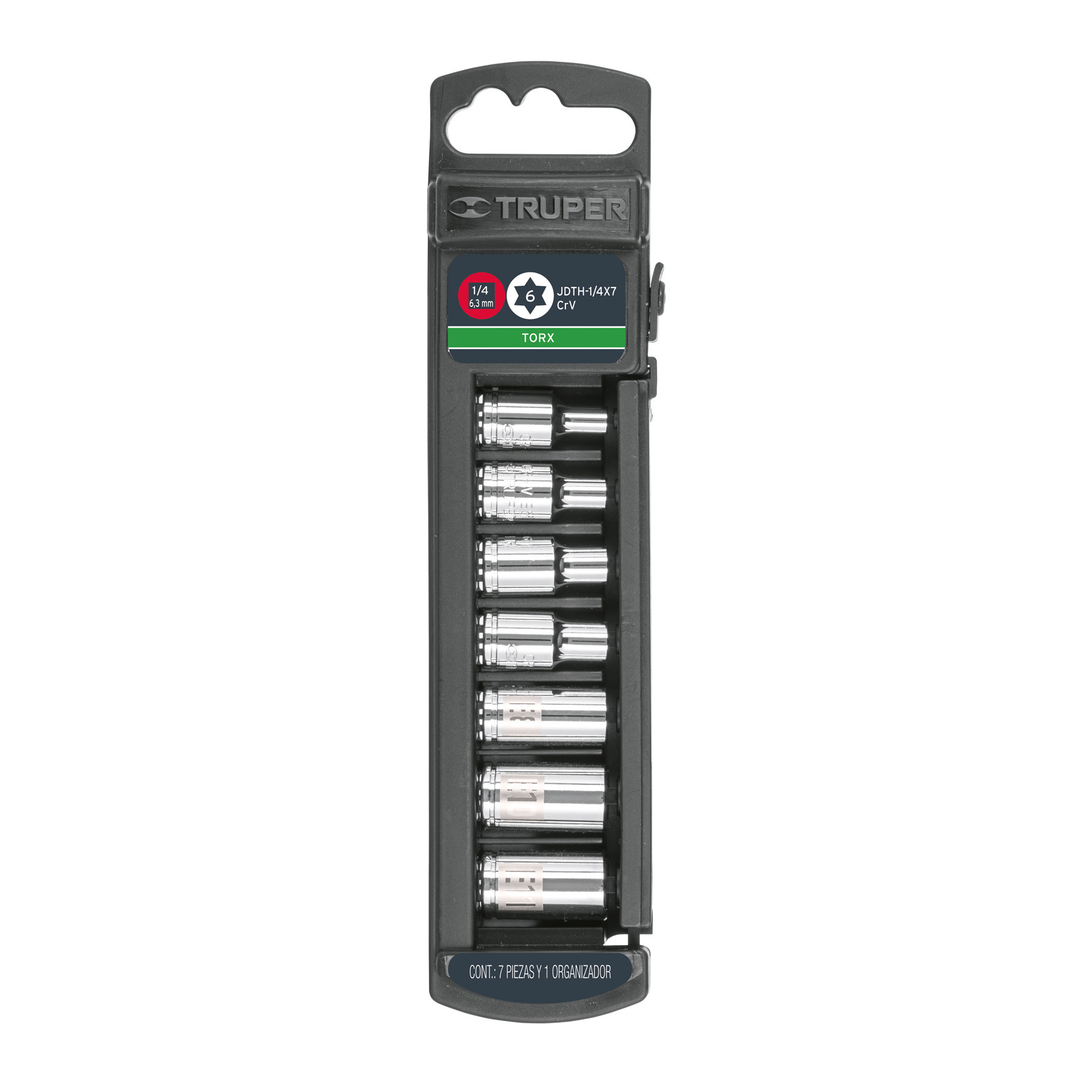 Juego de 7 dados torx cuadro 1/4", TRUPER