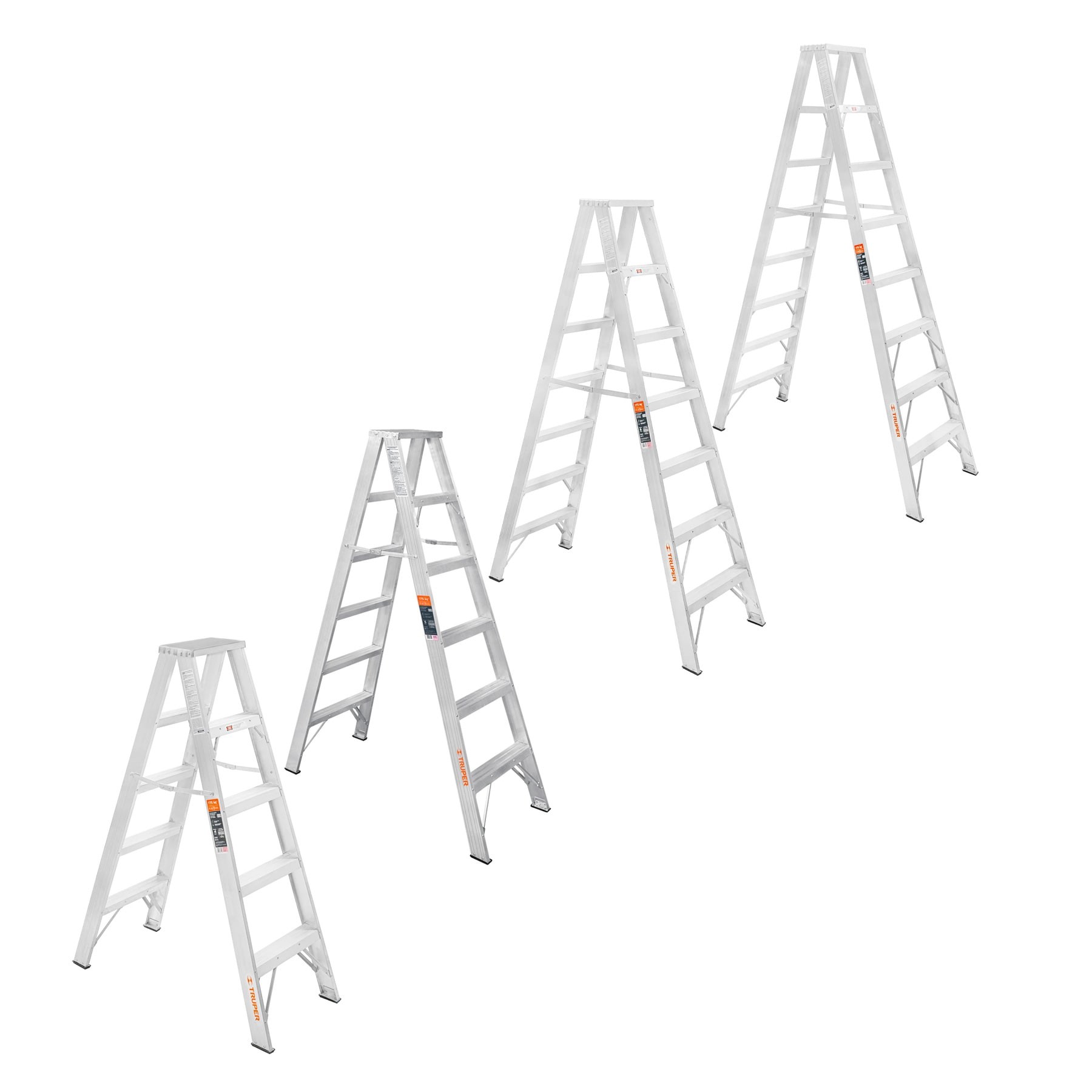 Escaleras dobles de tijera tipo II, 100% aluminio, 175 kg