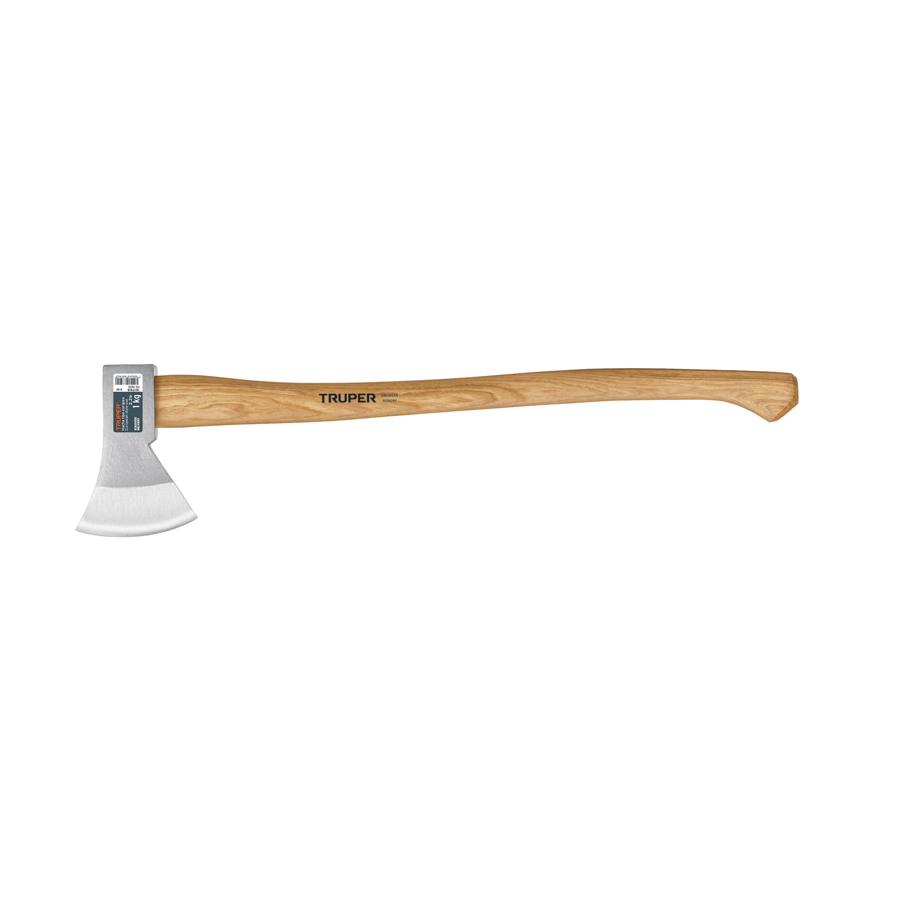 Hacha europea 1000 g, mango hickory 28", TRUPER