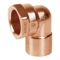Codo 90° de cobre, rosca interior 1/2", FOSET