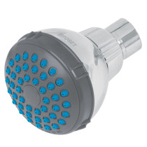 Regadera redonda de ABS 2-1/2" gris-cromo sin brazo, BASIC