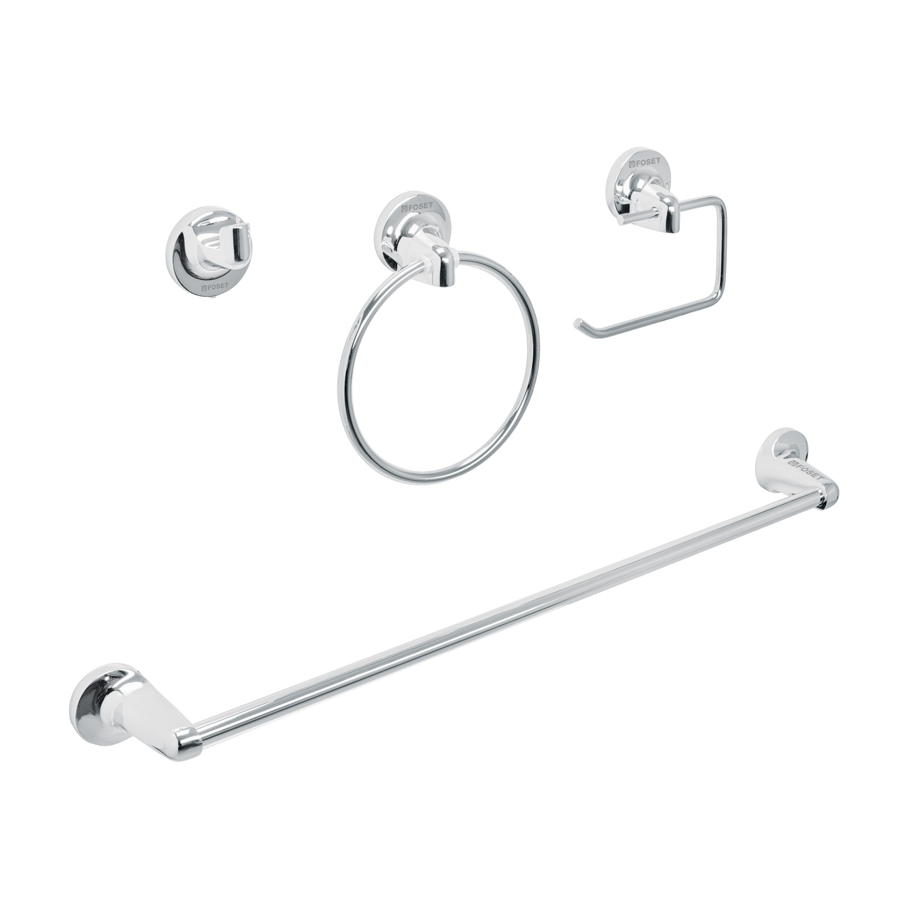 Juego de 4 accesorios para baño, cromo, FOSET AQUA