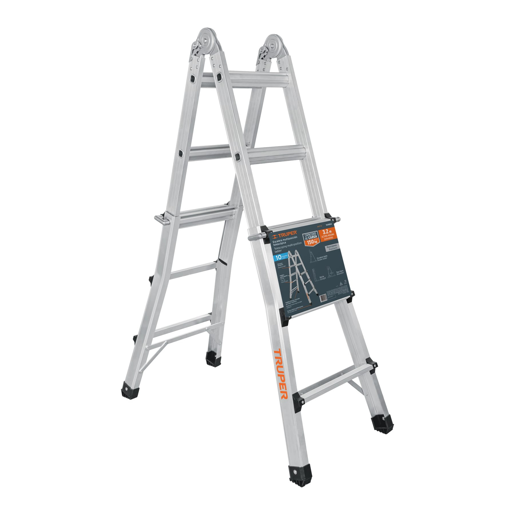 Multiescalera telescópica, 3.2 m, capacidad de carga 150 kg