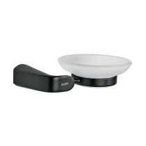 Jabonera con plato de vidrio, negro, FOSET RIVIERA