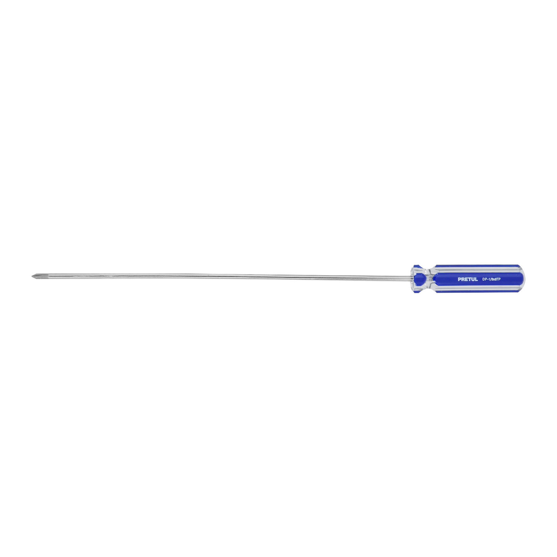 Desarmador de cruz 1/8" x 8" mango de PVC, PRETUL