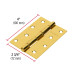 Bisagra rectangular 4" acero latonado, HERMEX