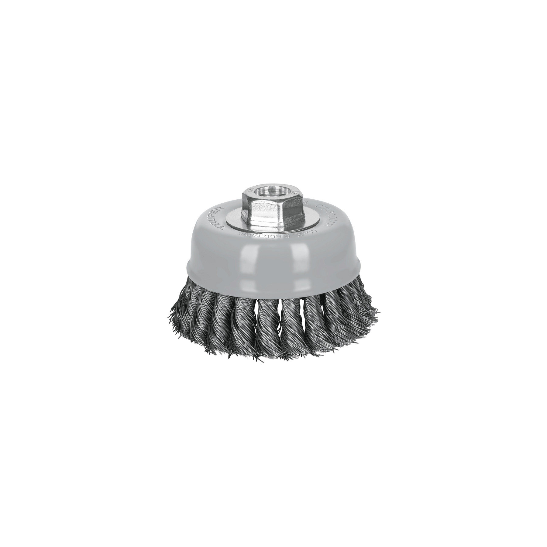 Carda copa 4" alambre trenzado fino, Multi-rosca, TRUPER