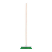 Cepillo para barrer cerda rígida de 30 cm, bastón de madera