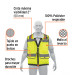Chaleco seguridad reforzado amarillo con bolsas, M, EXPERT
