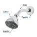 Regadera redonda 3-1/4", ABS,c/brazo y chapetón, cromo, AERO