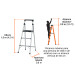 Escalerilla tubular plegable, 3 peldaños, aluminio, TRUPER
