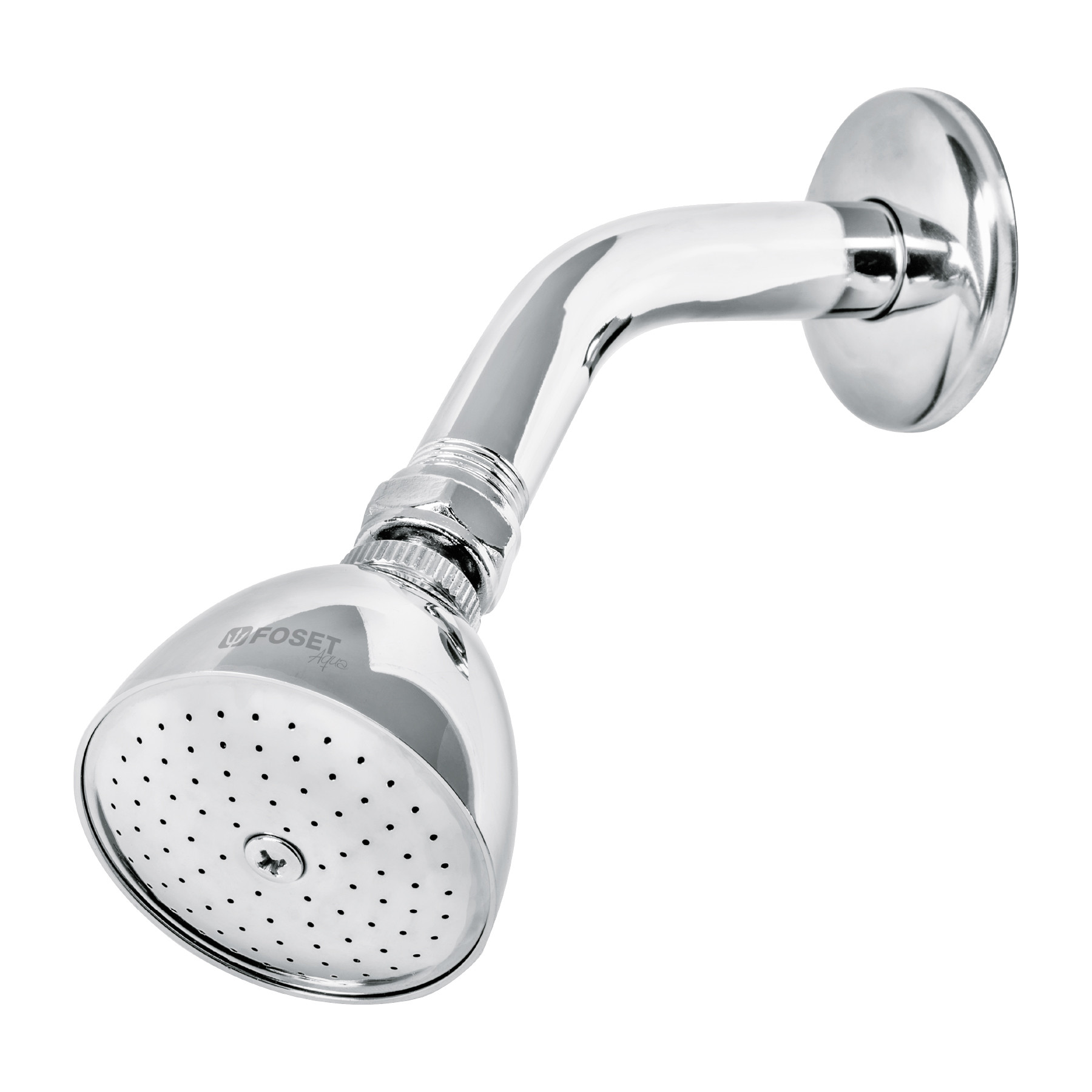Regadera cónica 2-1/2", metálica, brazo y chapetón, cromo