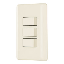 Placa armada 3 interruptores, marfil, VOLTECK