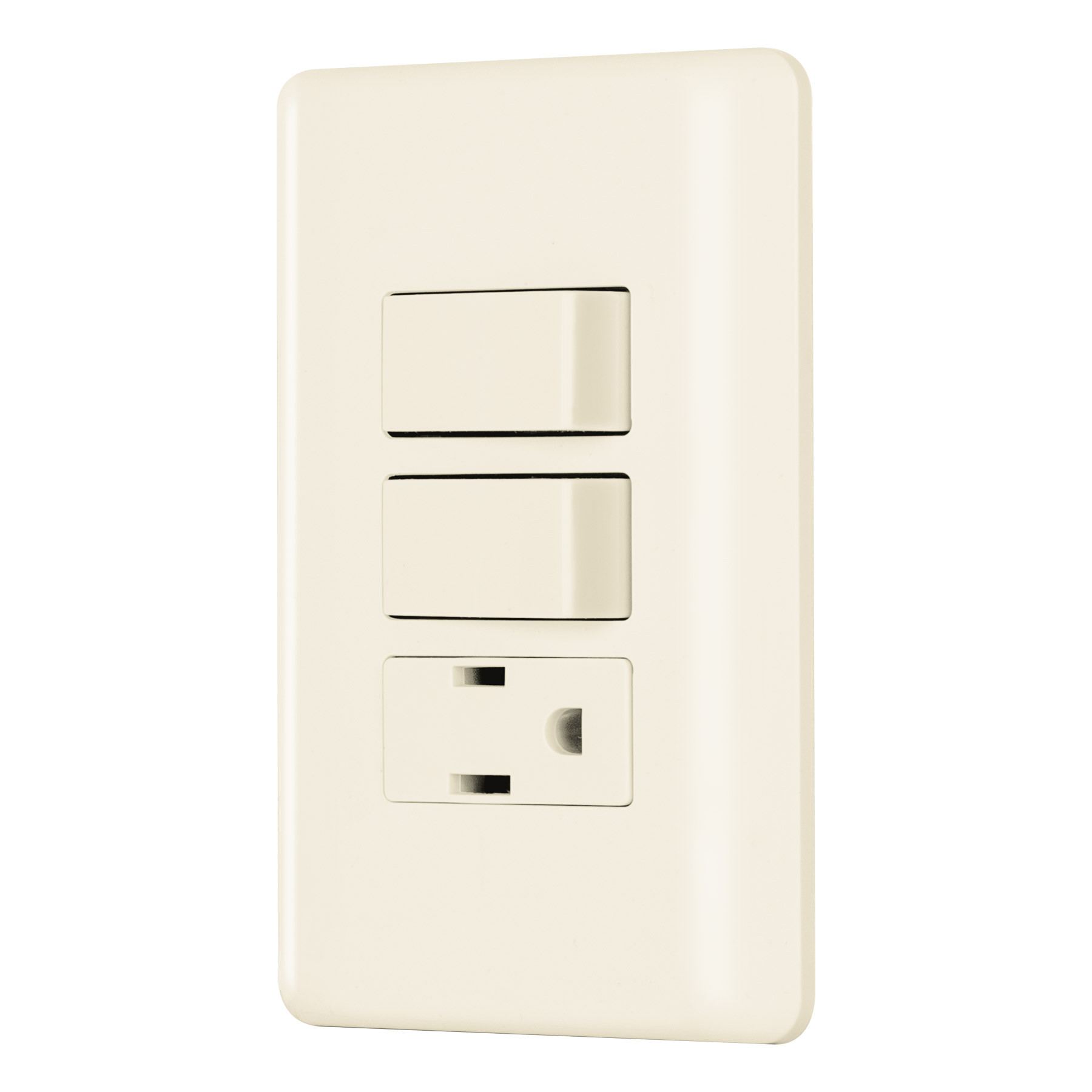 Placa armada 2 interruptores y contacto, marfil, BASIC