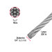 Metro de cable rígido 1/4" de acero 7x7 hilos, 300 m, FIERO