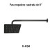 Regadera cuadrada 8", acero inox, sin brazo, negro, TÚBIG