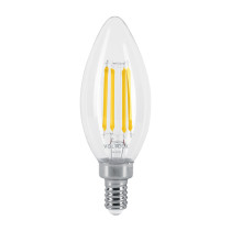 Foco LED filamento 4 W, vela, 2700K luz ambar, E12, VOLTECK