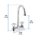 Mezcladora lavabo 4" cromo, tipo bar, cruceta, AQUA